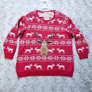 Isabella’s Closet Rudolph Reindeer Fair Isle Ugly Christmas Sweater Size 3X